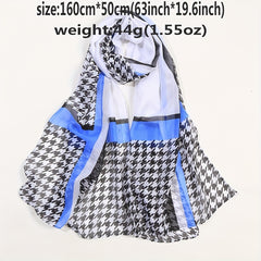 Houndstooth Scarf Chiffon Shawl Casual Sunscreen Head Wrap