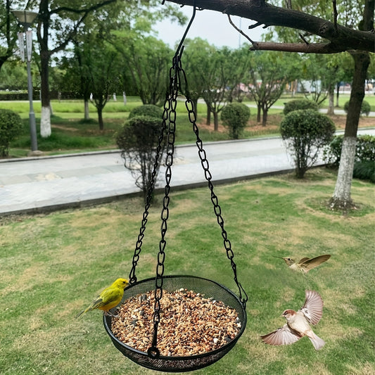 Metal Mesh Hanging Bird Feeder Tray Platform for Outdoor Yard Garden
