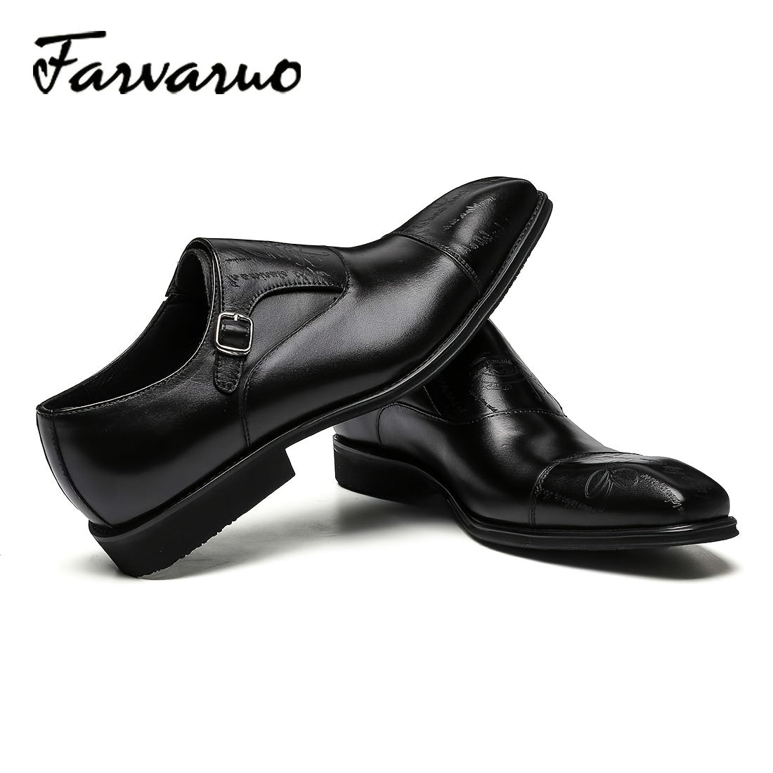 FARWARWO Leather Monk Strap Dress Shoes for Wedding Office