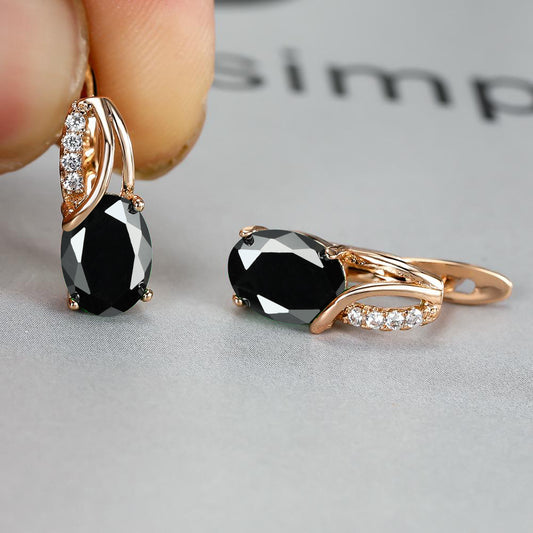 Vintage Oval Cut Marble Zircon Earrings - Bridesmaid Gift