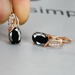Vintage Oval Cut Marble Zircon Earrings - Bridesmaid Gift