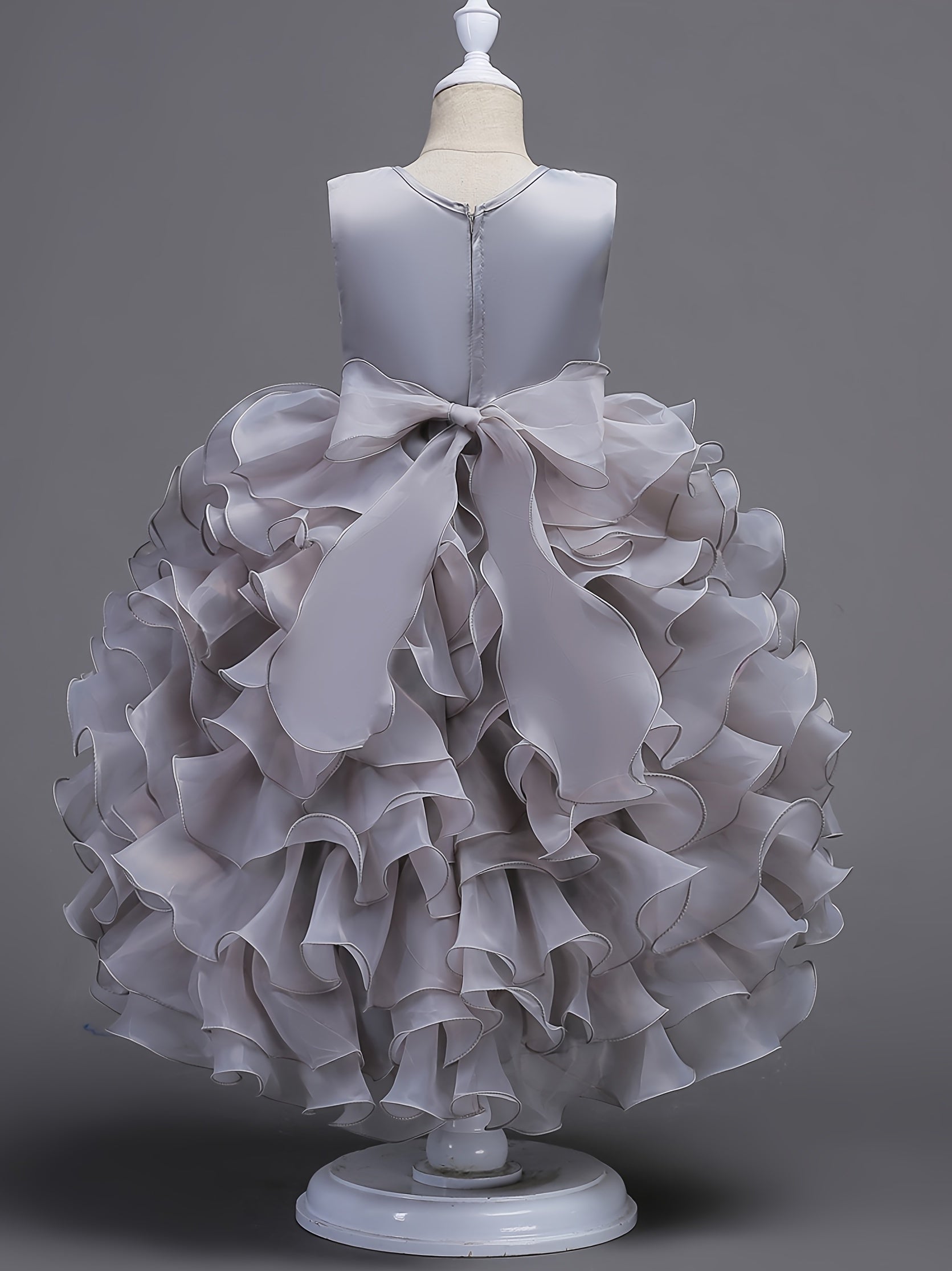 Girls Puffy Princess Dress Flowers Embroidery Layered Dress