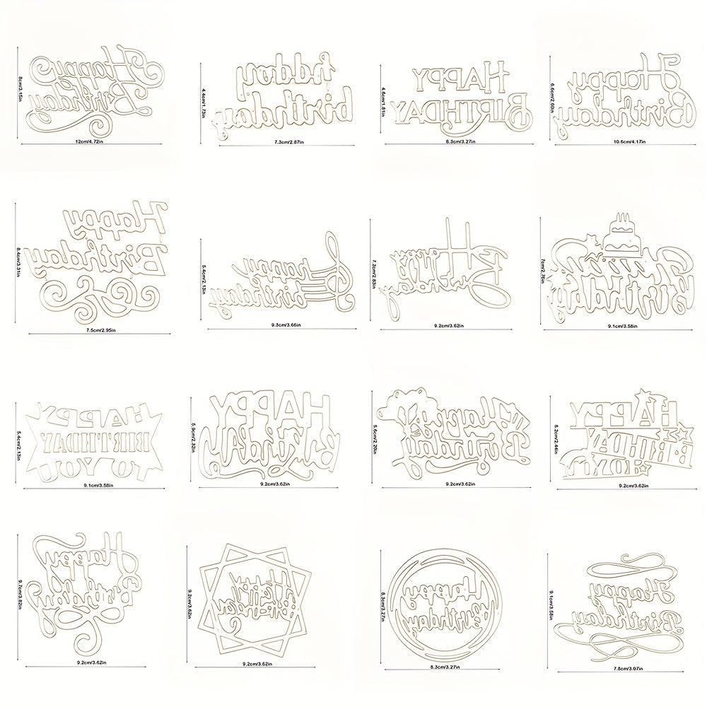English Artistic Happy Birthday Phrase Metal Cutting Dies