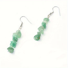 Stone Decor Drop Earrings - Natural Stone Beaded Drop Earrings