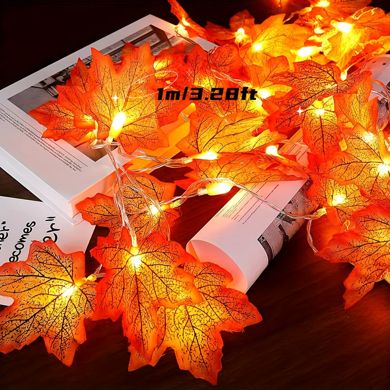 Fall Halloween Lights 40 LED Waterproof Maple Leaf Garland