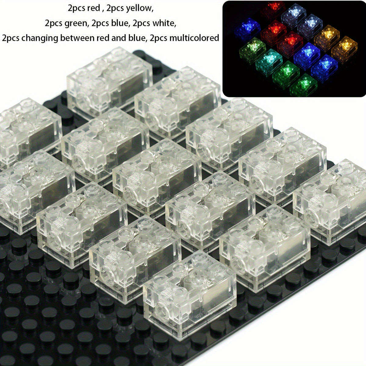 14pcs Light Up Bricks Accessory Kit Multicolored LED Light Bricks Set