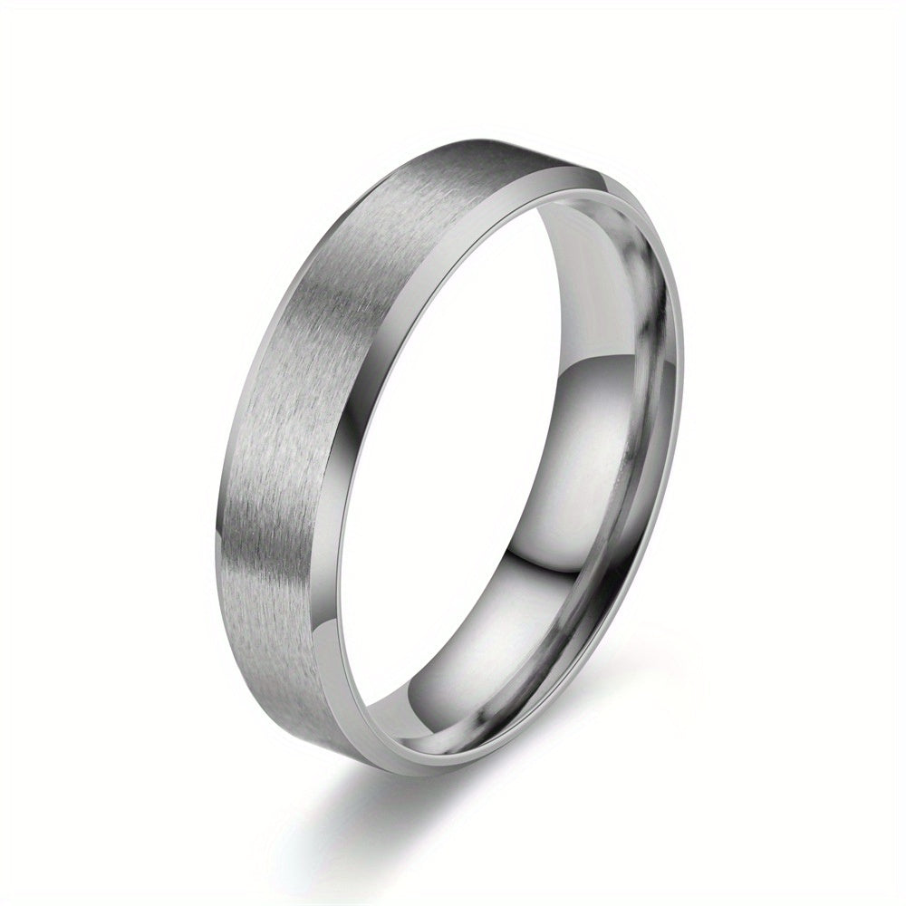 Matte Stainless Steel Retro Men's Ring Silvery Golden