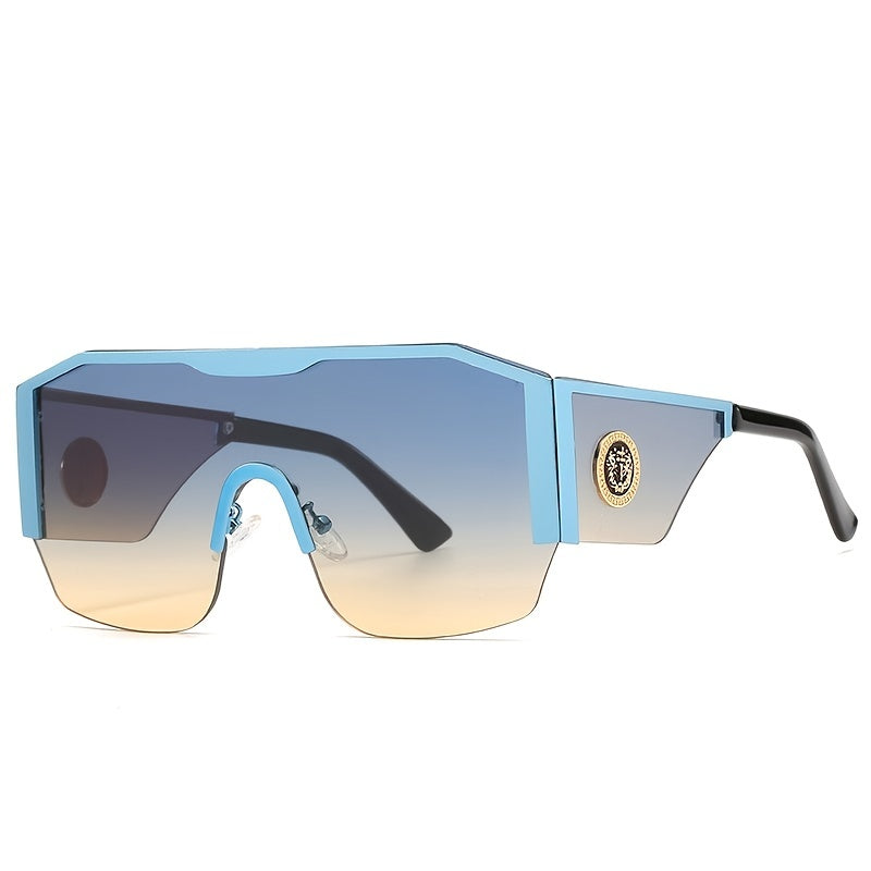 Oversized Square Sunglasses Big Frame One Piece Lens Gradient UV400