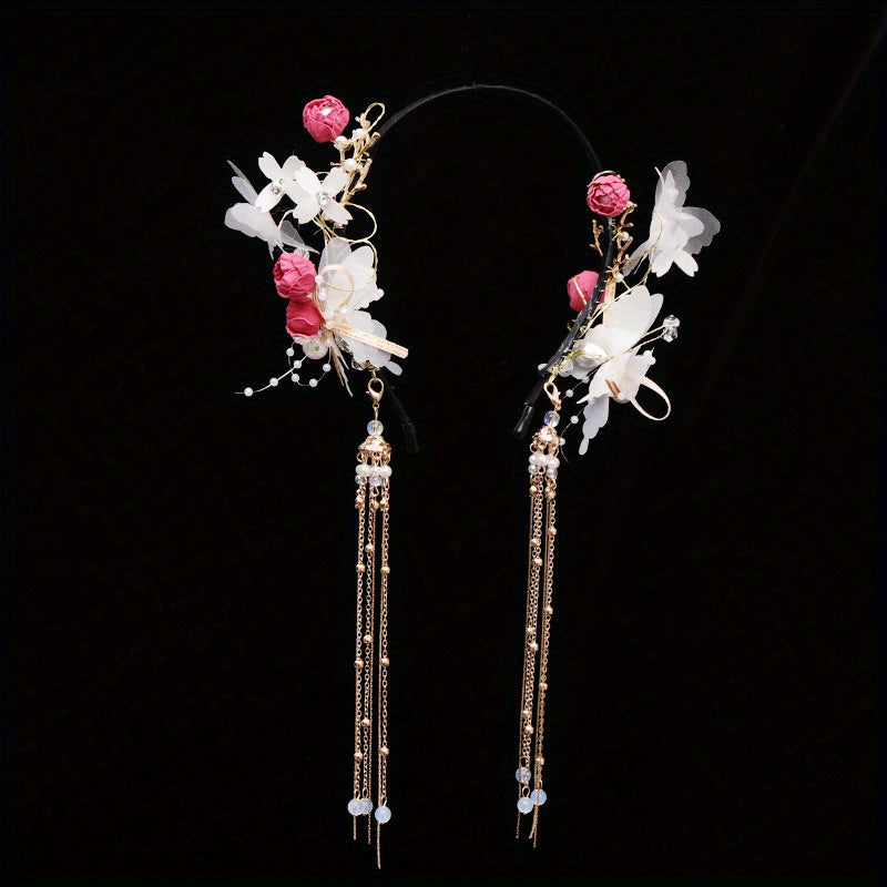 Chinese Style Hairband With Tassel Butterfly Flower Holiday Jewelry