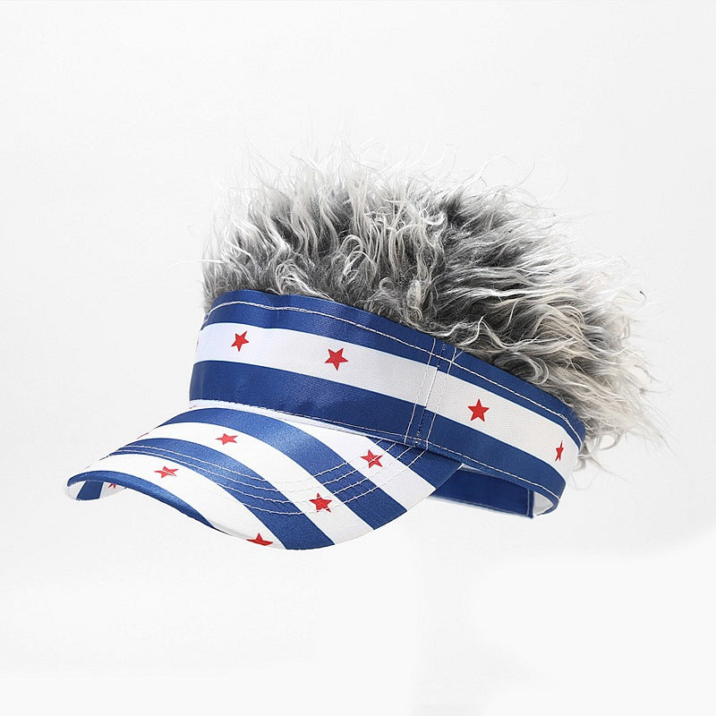 Sun Visor Hat With Spiked Hairs Baseball Cap