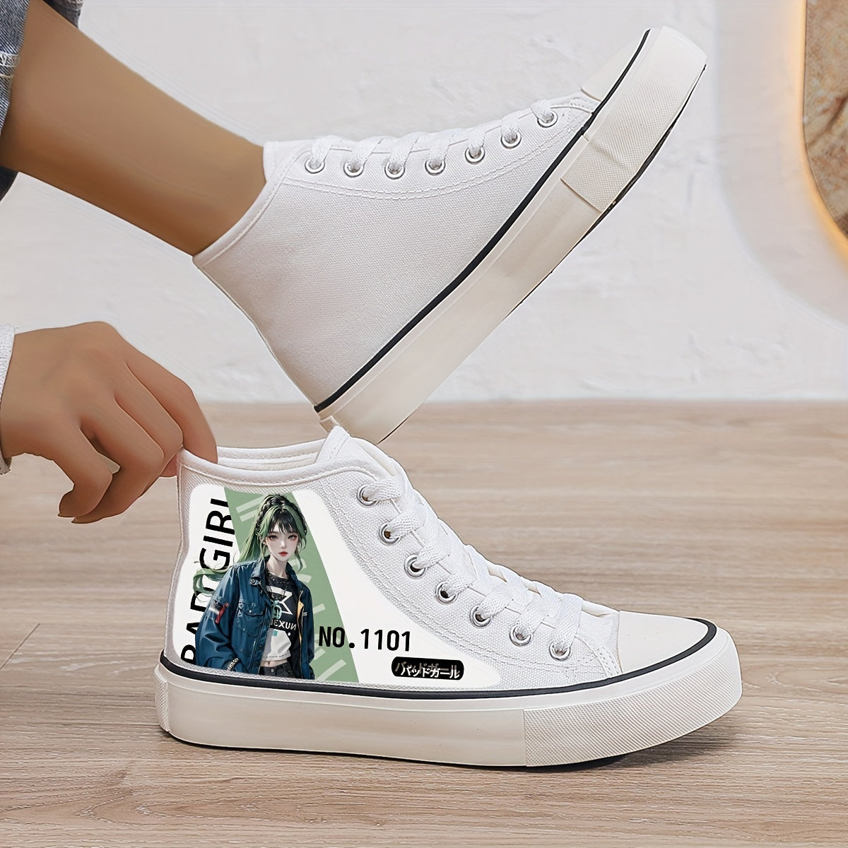 Anime Print Plush Lined Thermal Chunky Canvas Sneakers