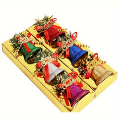 6pcs Christmas Bells Decorations Colored Powder Coated Plastic Bells