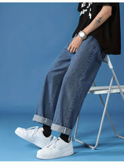 Men's Wide Leg Denim Pants for Spring Summer