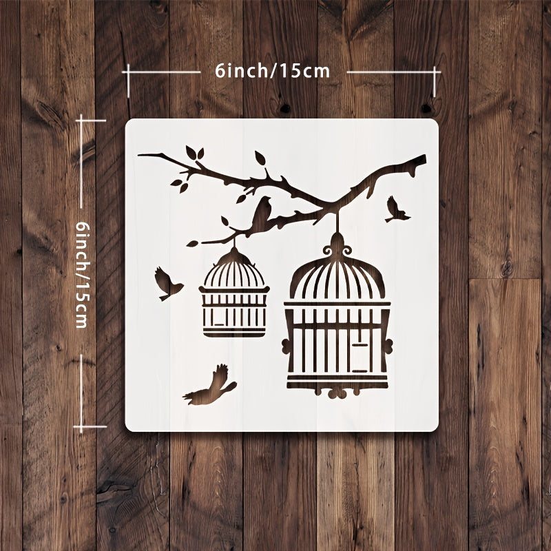 DIY Bird Cage Hollow Out Painting Stencils - 8 Styles, 6 Inch