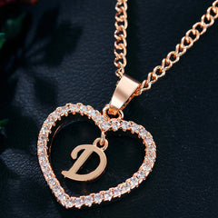 Heart Pendant Name Initial Necklace Zircon Heart Necklace Jewelry