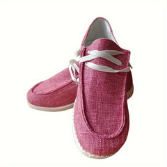 Women's Flat Lace up Loafers Breathable Canvas Casual Walking Shoes