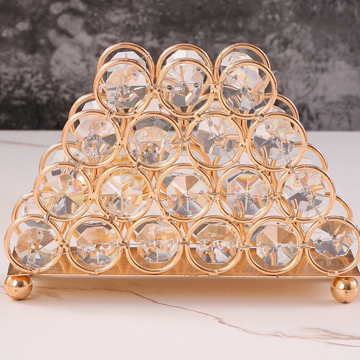 Golden Crystal Rhinestone Napkin Holder Vertical Style Paper Clip