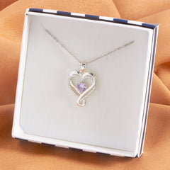 Zirconia Birthstone Love Pendant Stainless Steel Necklace For Women