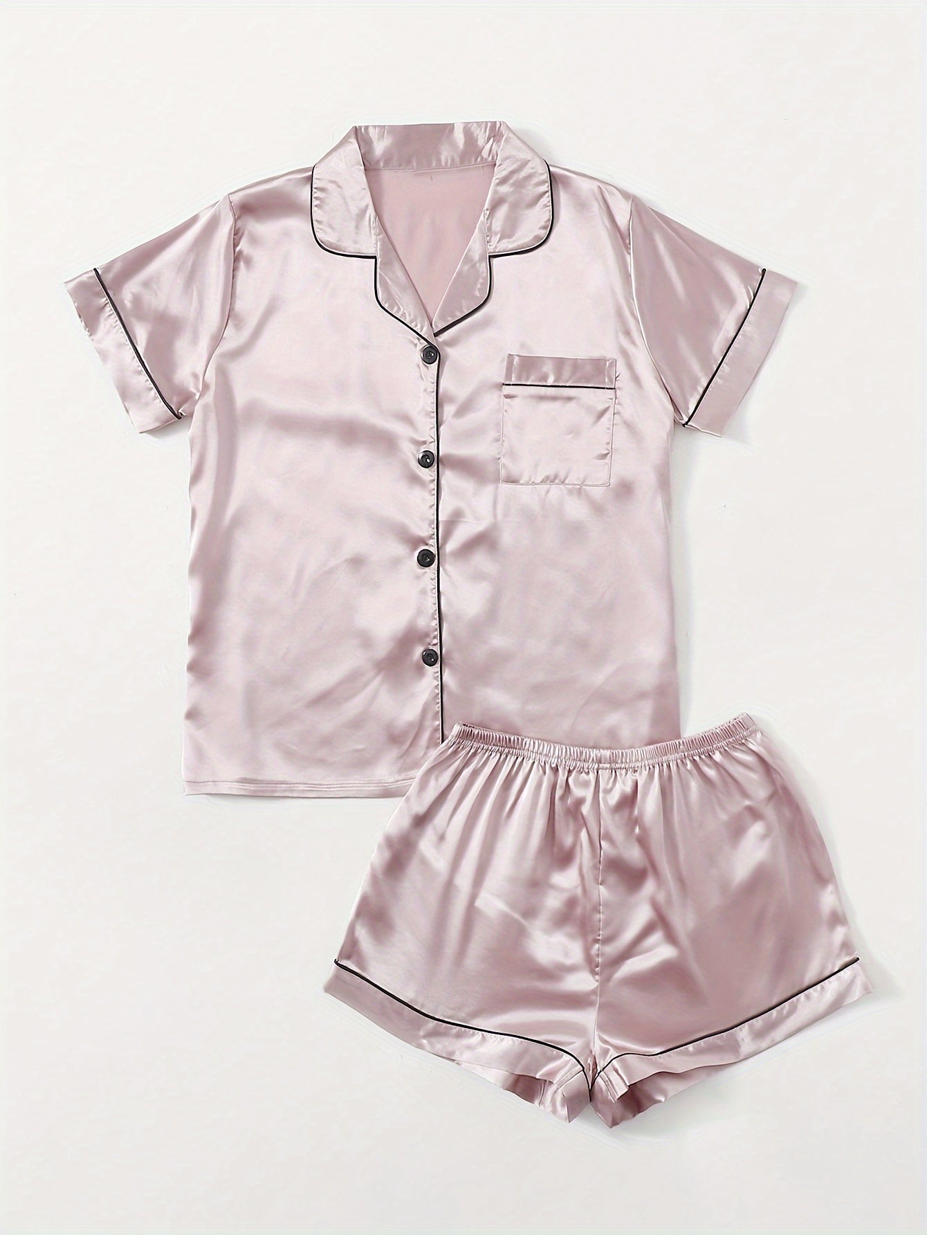Satin Pajama Set Short Sleeve & Shorts Women's Sleepwear