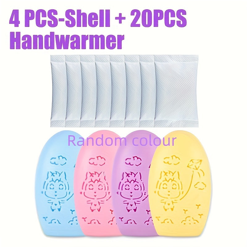 24pcs Hand Warmer Set with 4pcs Cartoon Shell & 20pcs Heating Cores