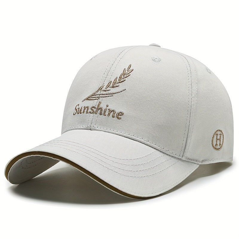 Feather Wheat Embroidery Baseball Cap Solid Cotton Dad Hat Unisex Casual Couple