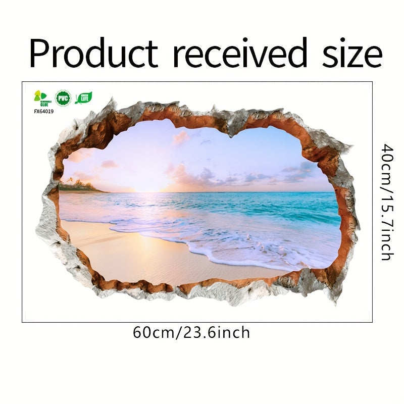 Dreamy Sky Waves Beach Wall Sticker 23.6x15.7inch