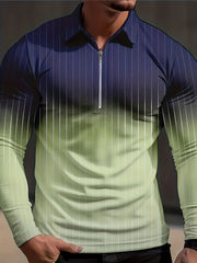 Gradient Stripe Men's Long Sleeve Shirt