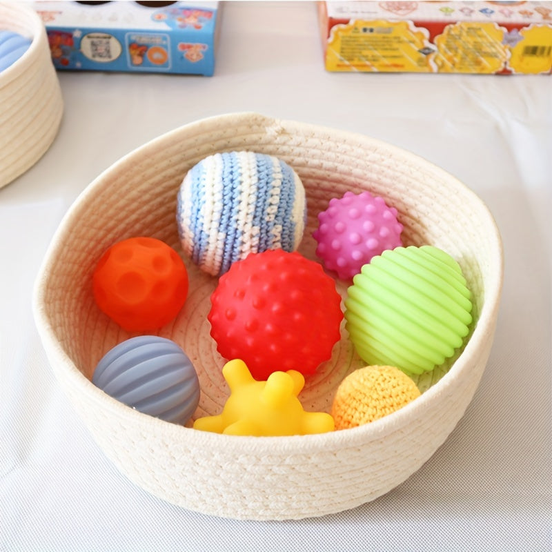 3pcs Cotton Rope Woven Storage Basket Bedside Coffee Table Sundries Handwoven St