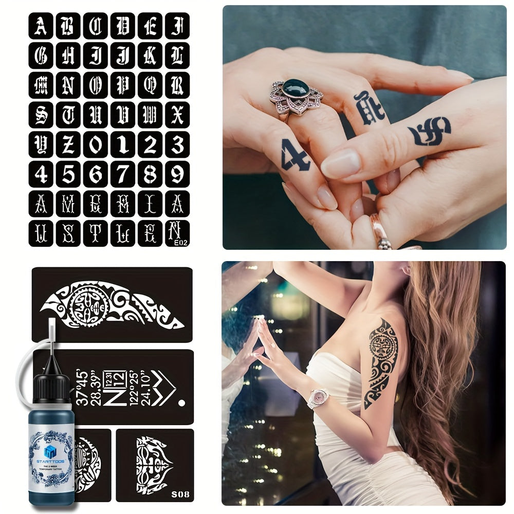 Tattoo Stencil & Dye Set - Totem Character Pattern - Semi-Permanent