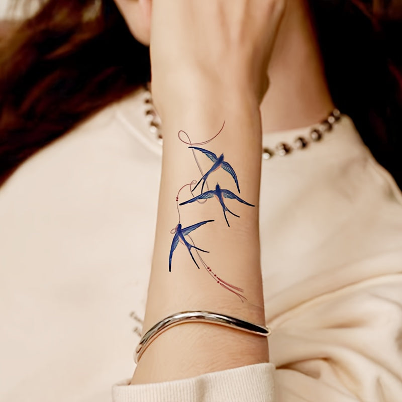 Colorful Bird Fly Tattoo Sticker Waterproof