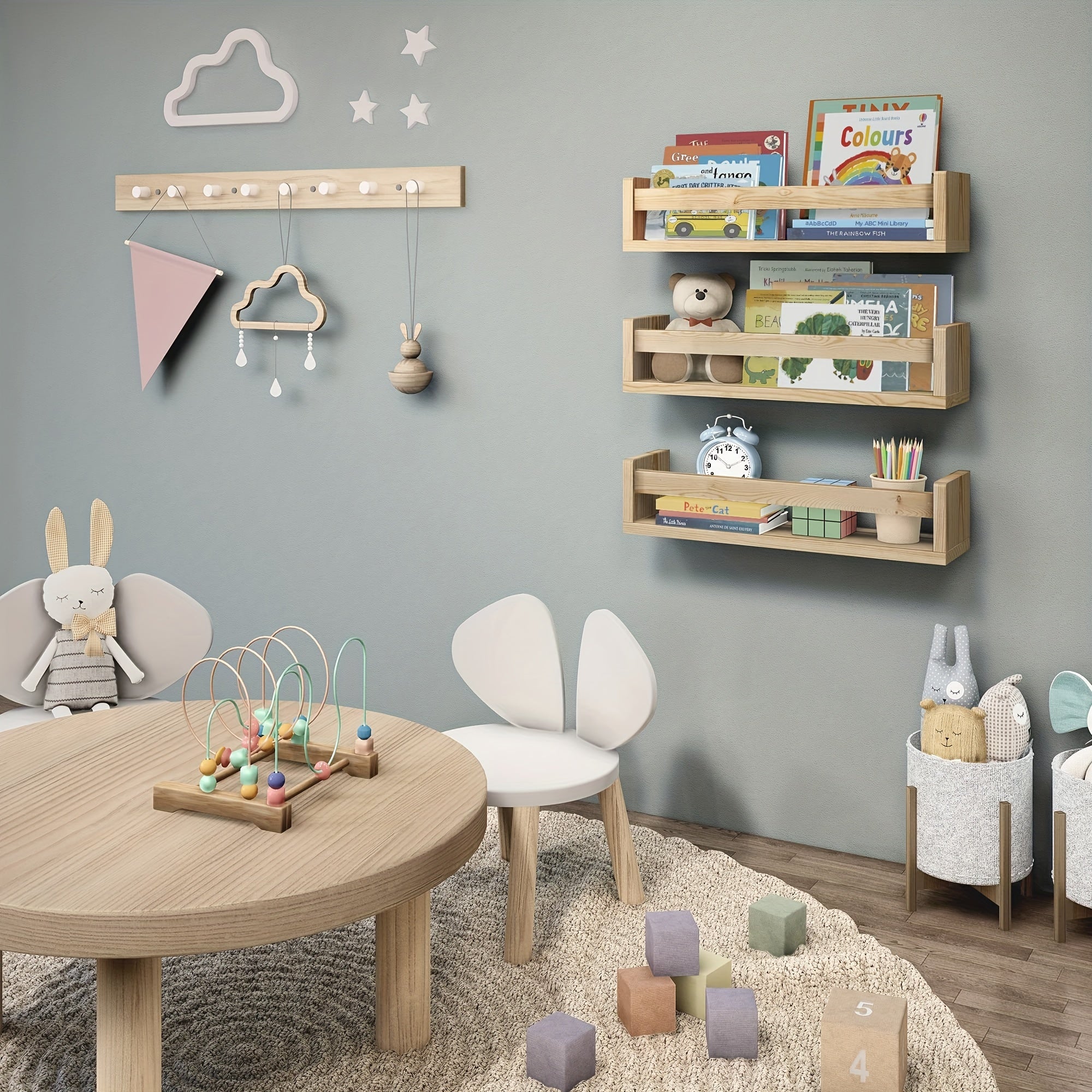 Floating Wall Bookshelves for Nursery & Playroom Decor