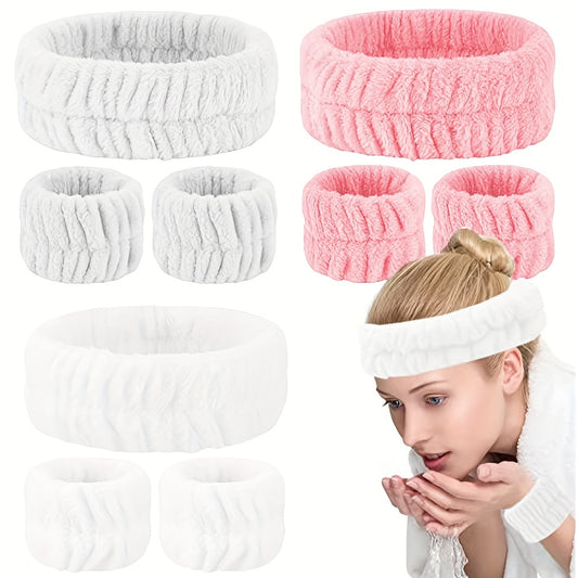 3 Pack Spa Headband For Washing Face Makeup Headband Bow Tie Hair Band