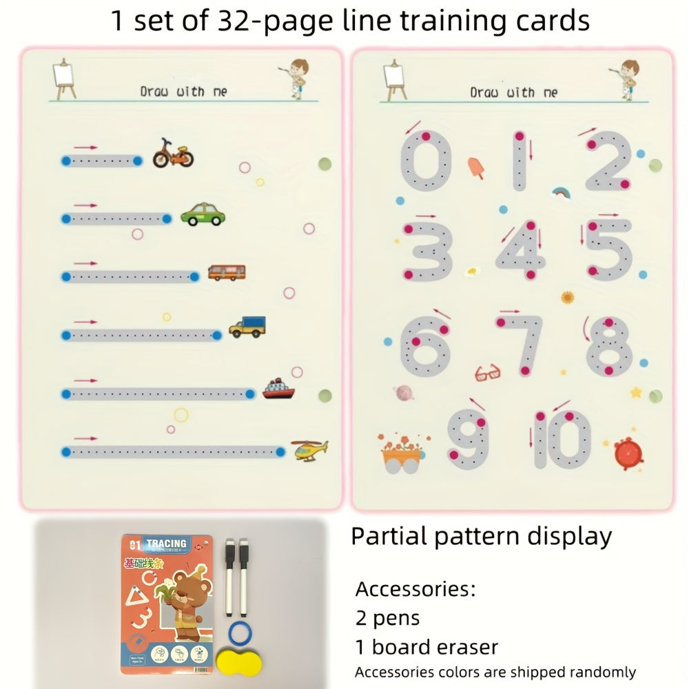 Cartoon Themed 32-Page Pen Control Training Kit for Kids