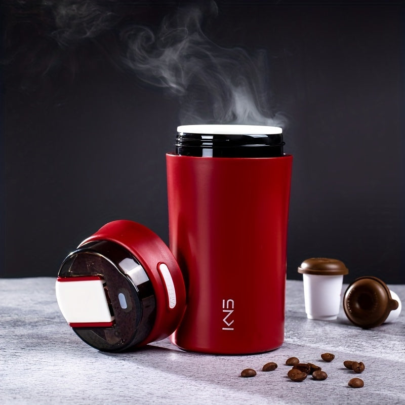 Ceramic Lined Coffee Mug with Soft Straw, Double Drink Cup 400