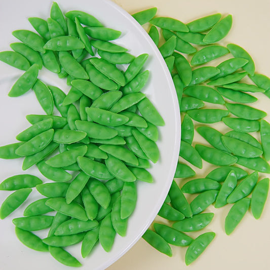 20pcs Mini Pea Pods Realistic Green Plastic Food Toys for Mini Kitchen Playset
