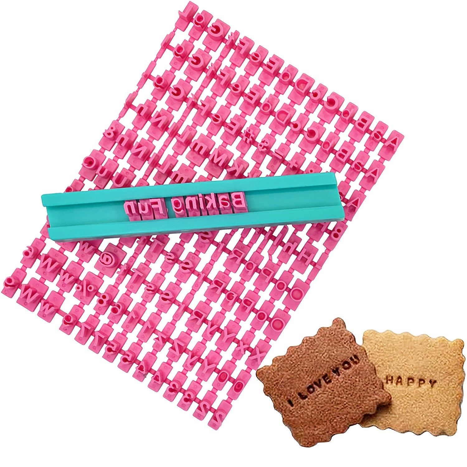 160pc Cookie Cutter Set Biscuit Alphabet Stamps Lowercase Letters Numbers