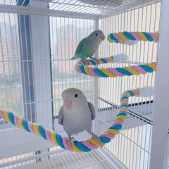 Bird Spiral Cotton Rope Perch U Shaped Toy for Cage