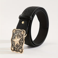 Men's Casual Business Star Pattern Belt Adjustable Decorative Belt