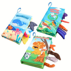 3pc Sensory Preschool Books with Touch Pages Safe Belly Time Toys