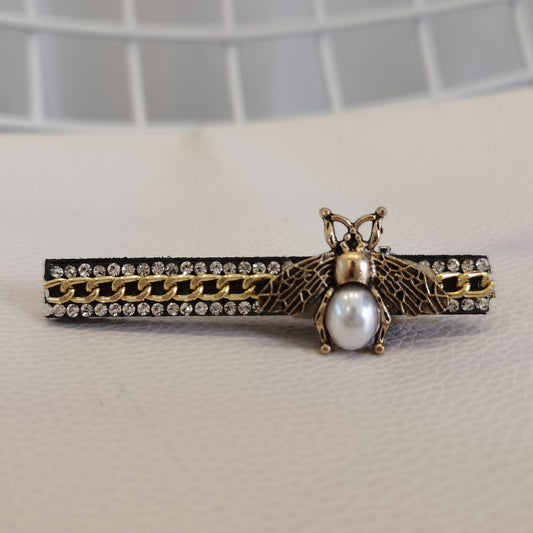 Vintage Bee Decor Hair Clip Rhinestone Chain Duck Billed Clip Alloy Hair Clip