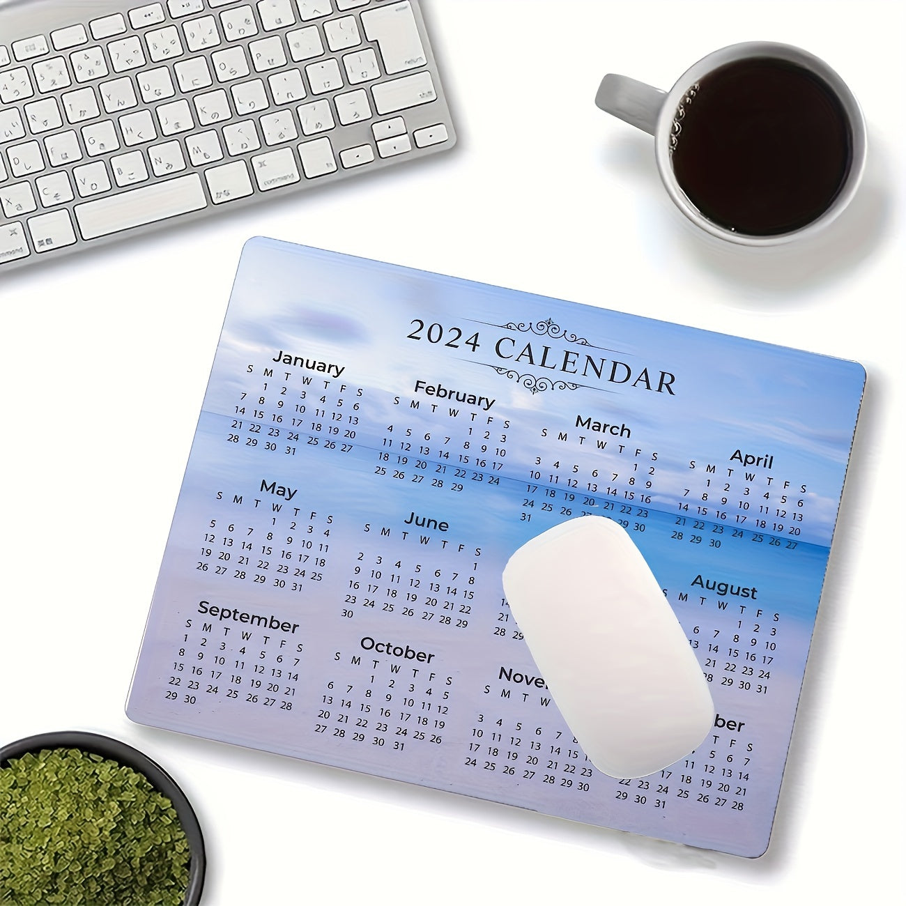 Calendar Sky Ocean Mousepad Non Slip Rubber Base Mouse Pad