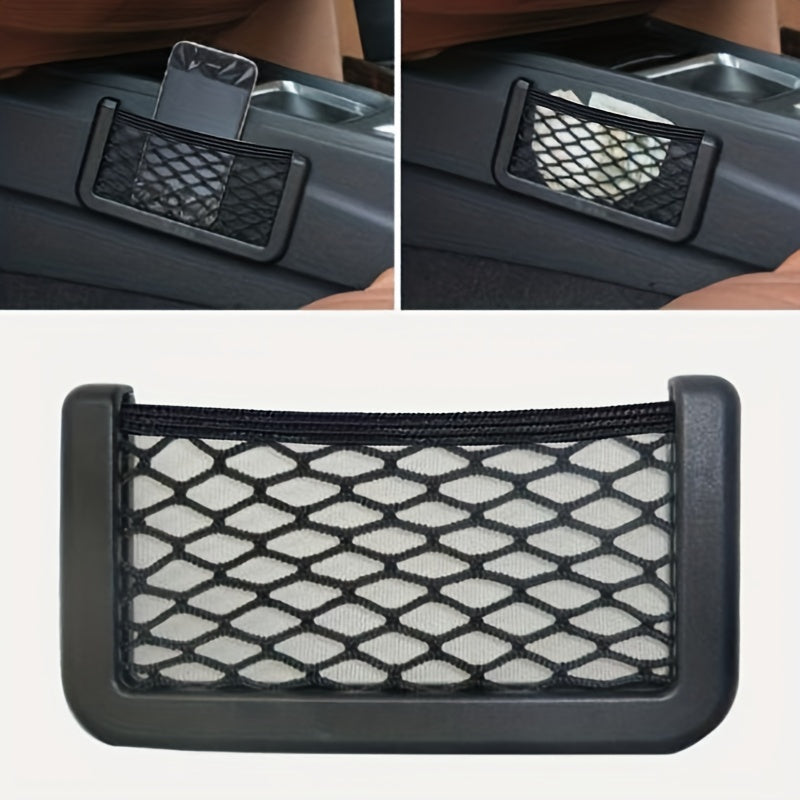 Car Storage Net Pocket Adhesive Hanging Bag For Mobile Phone Card Key