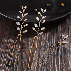 3pcs Rhinestone Flower Hair Pin Wedding Hair Accessories U Shaped Hairpin