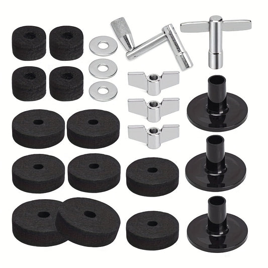 23pcs Cymbal Felts Hi Hat Clutch Felt Cymbal Stand Sleeves Base Wing Nuts Drum