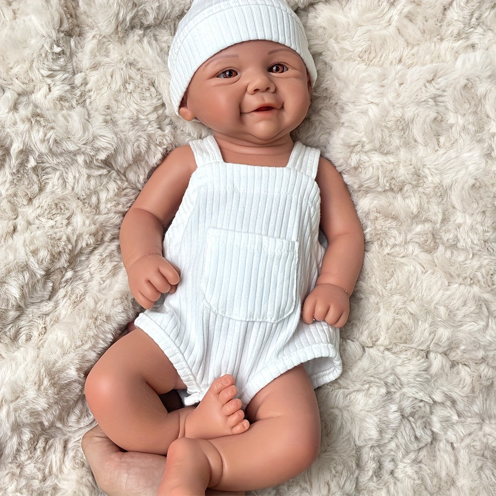 Soft Silicone Reborn Girl Doll with Brown Eyes Hand Painted Outfit