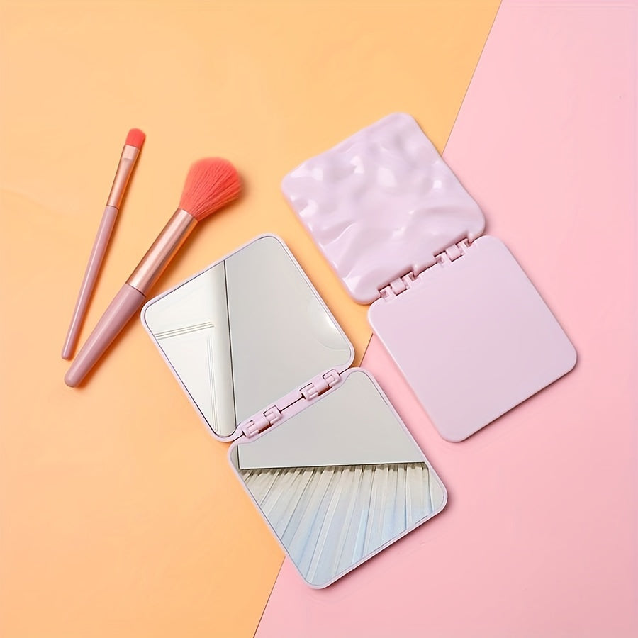Pink Makeup Vanity Mirror Double Side Folding Portable Cosmetic Touch up Mirror