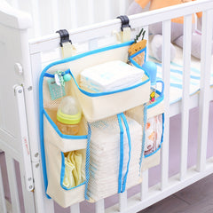 Detachable Crib Organizer Bedside Storage Bag Diaper Caddy Washable Polyester