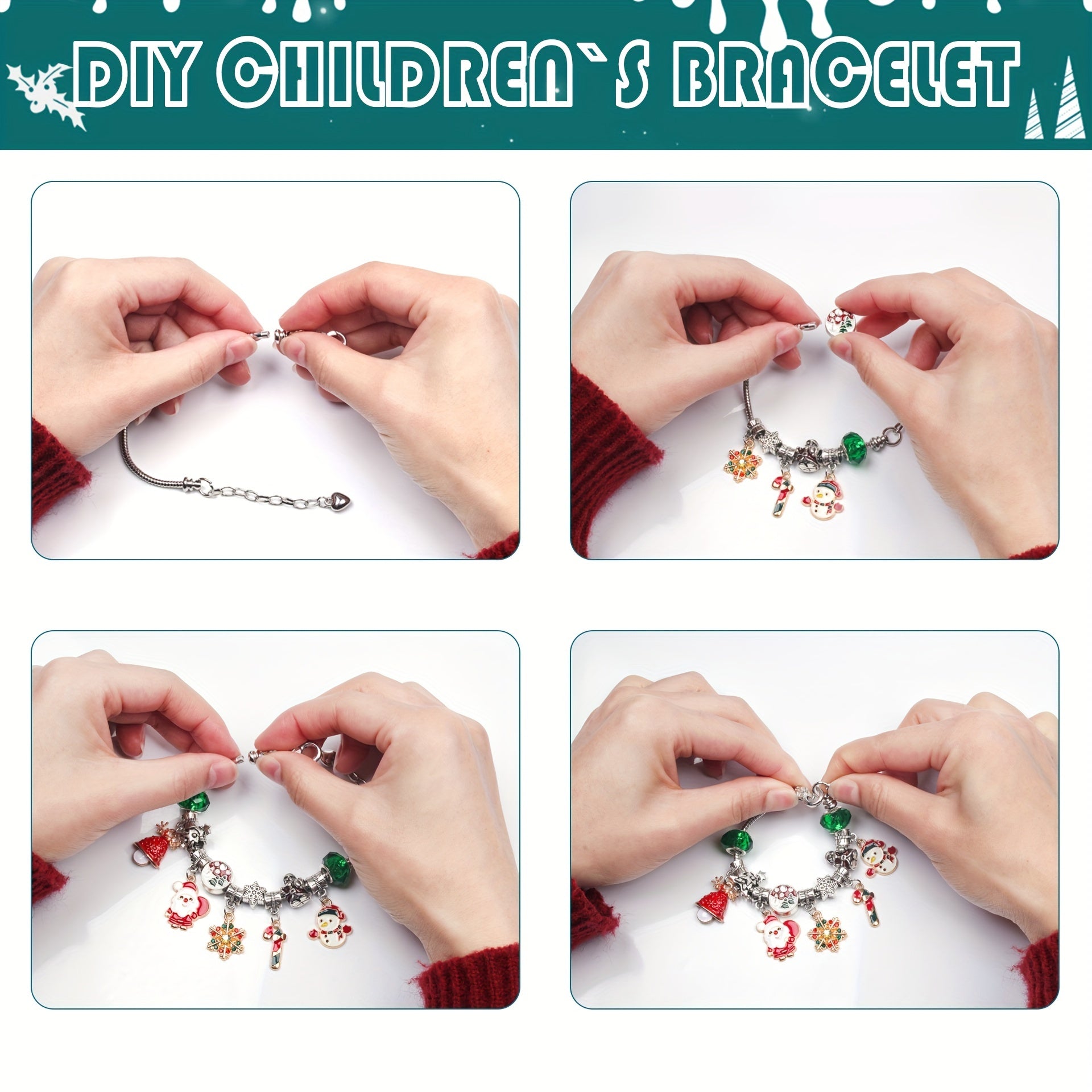 Xmas Bracelet Advent Calendar for Girls, DIY Jewelry Making Kit Gift
