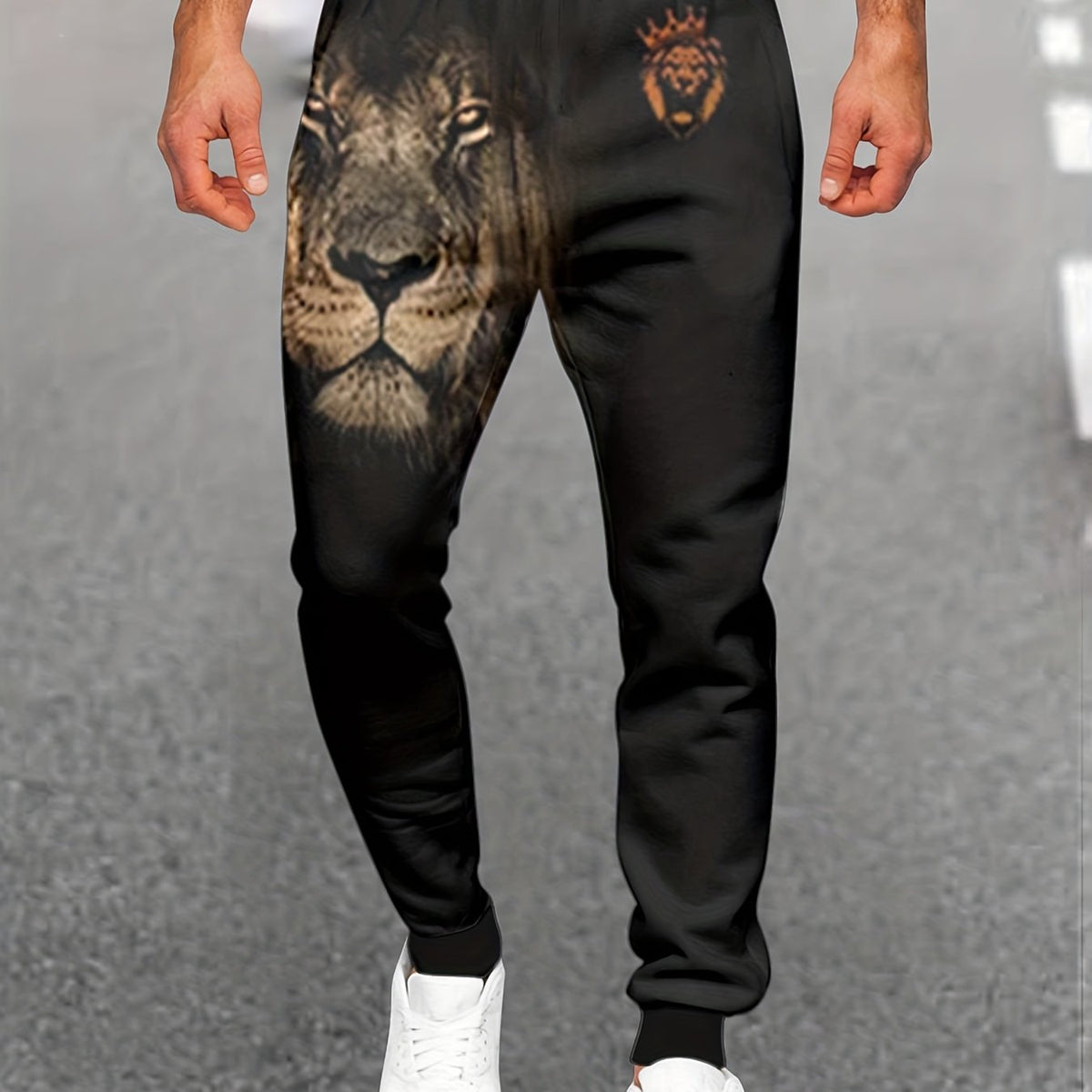 Men's Lion & Crown Graphic Sweatpants Casual Slightly Stretch Breathable Joggers