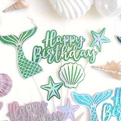 5pcs Happy Birthday Mermaid Cake Decoration Set